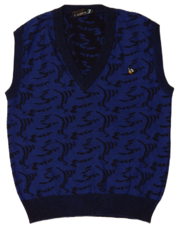 Regata masculina Rasica com padrão abstrato colete em viscose azul médio