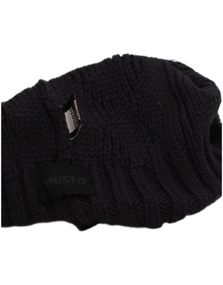 MUSTO Mens Knit Beanie Cap One Size Grey Acrylic Winter