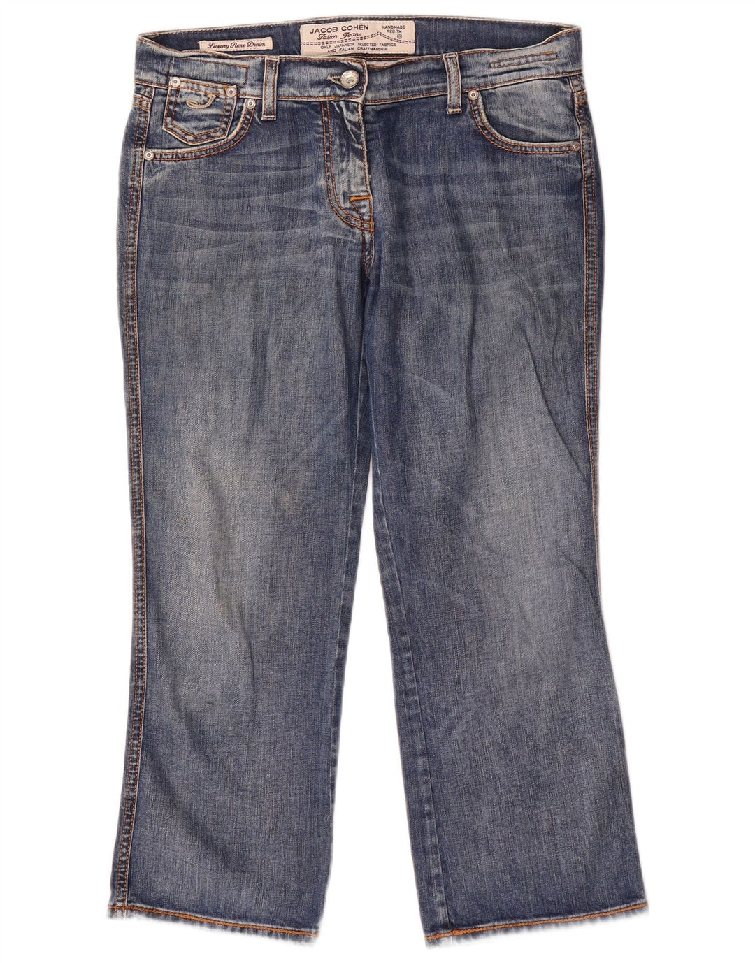 Jeans recortados femininos Jacob Cohen W30 L24 algodão azul