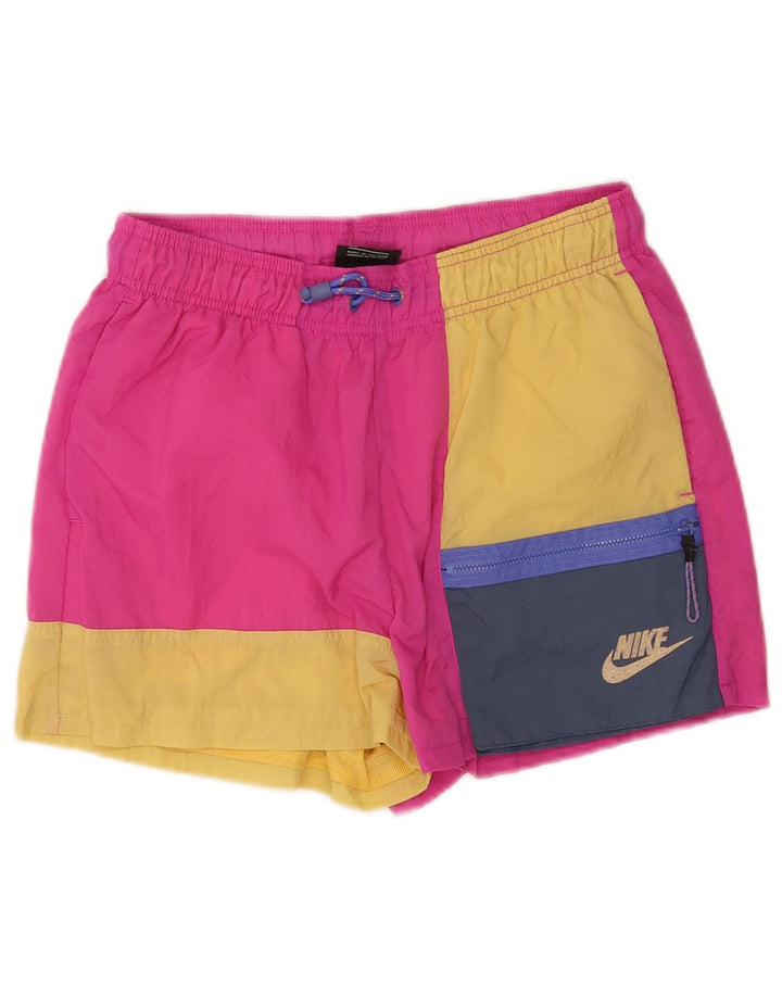 Shorts esportivos masculinos Nike médio rosa colorblock nylon