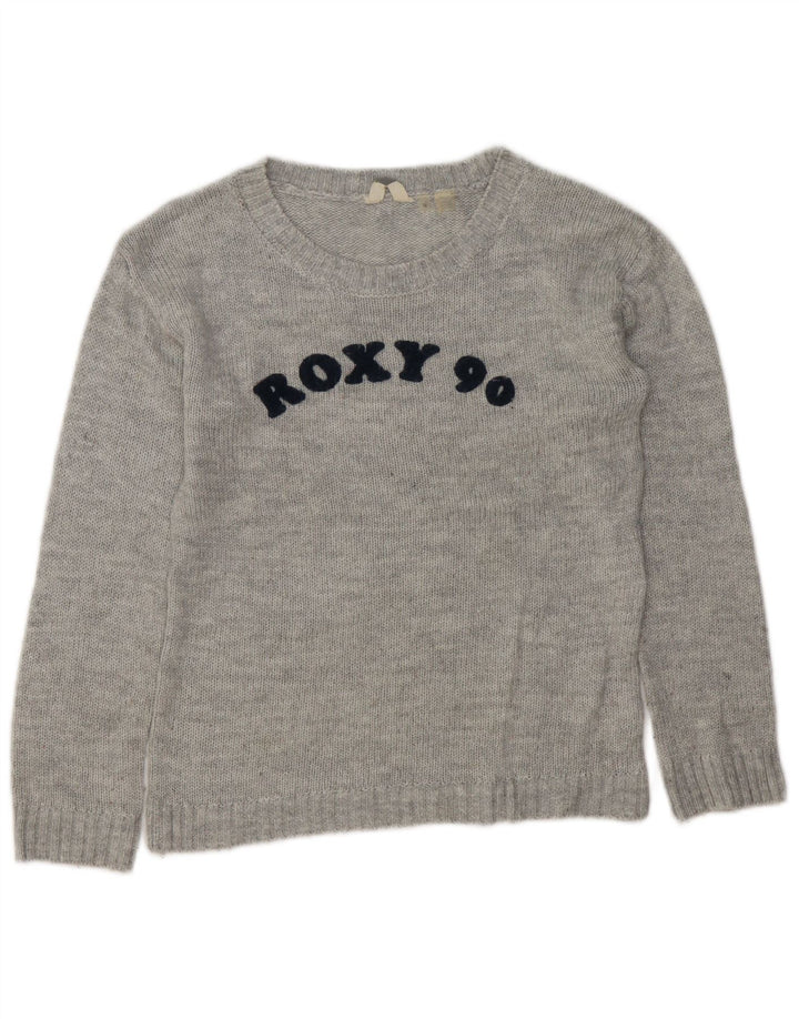 Suéter feminino ROXY com gola canoa e gola redonda Reino Unido 14 cinza médio