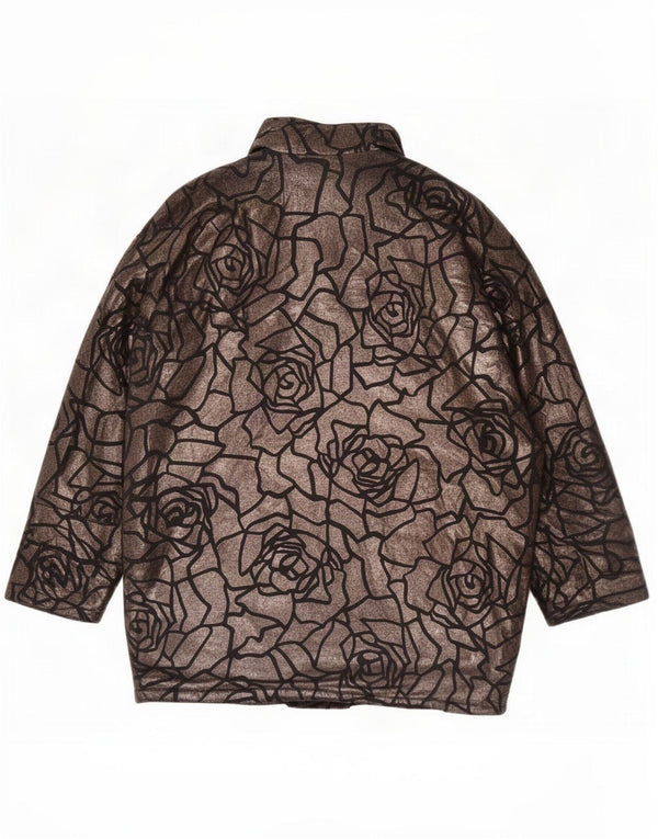 Sobretudo feminino vintage manga 3/4 oversized UK 14 médio preto floral
