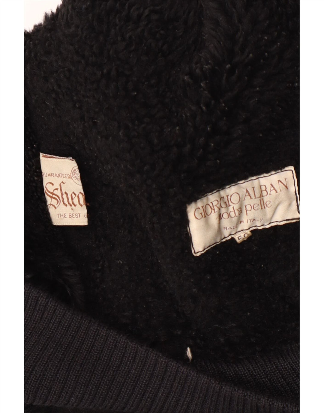 Jaqueta masculina vintage de shearling IT 50 grande shearling preto