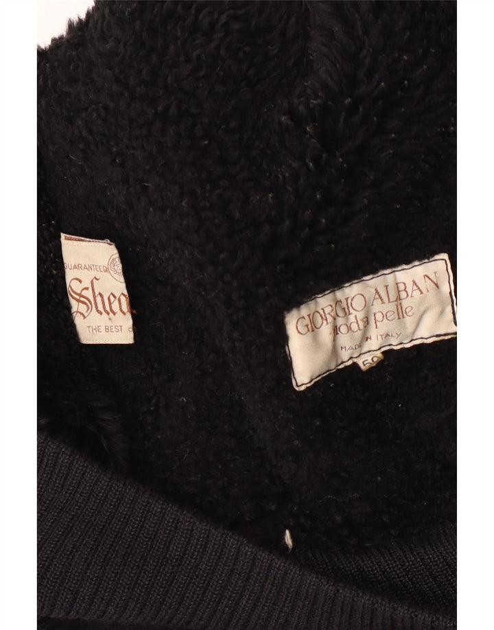 Jaqueta masculina vintage de shearling IT 50 grande shearling preto