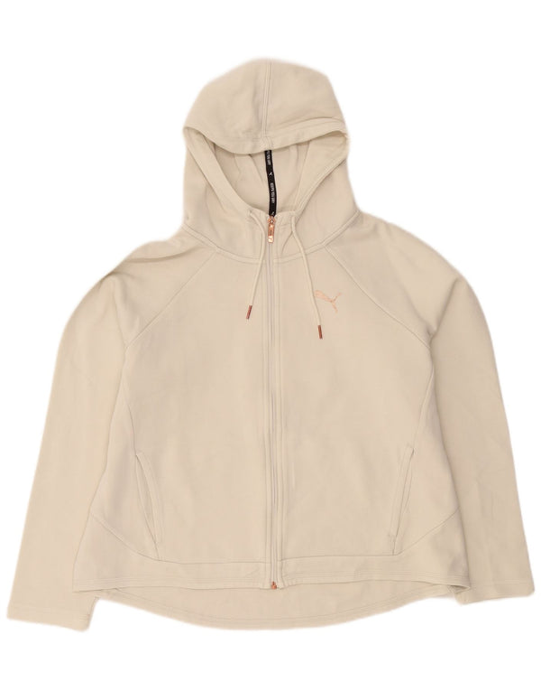 Suéter Puma feminino com capuz e zíper UK 18 XL algodão branco