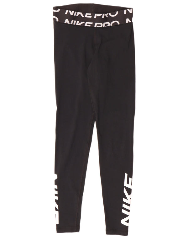 Leggings femininas Nike Dri Fit Graphic UK 10 pequenas esportivas pretas de poliéster