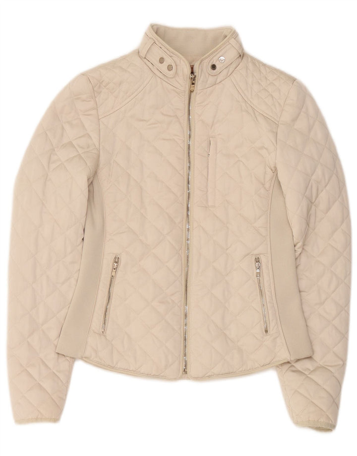 Jaqueta acolchoada feminina Zara UK 12 médio off white