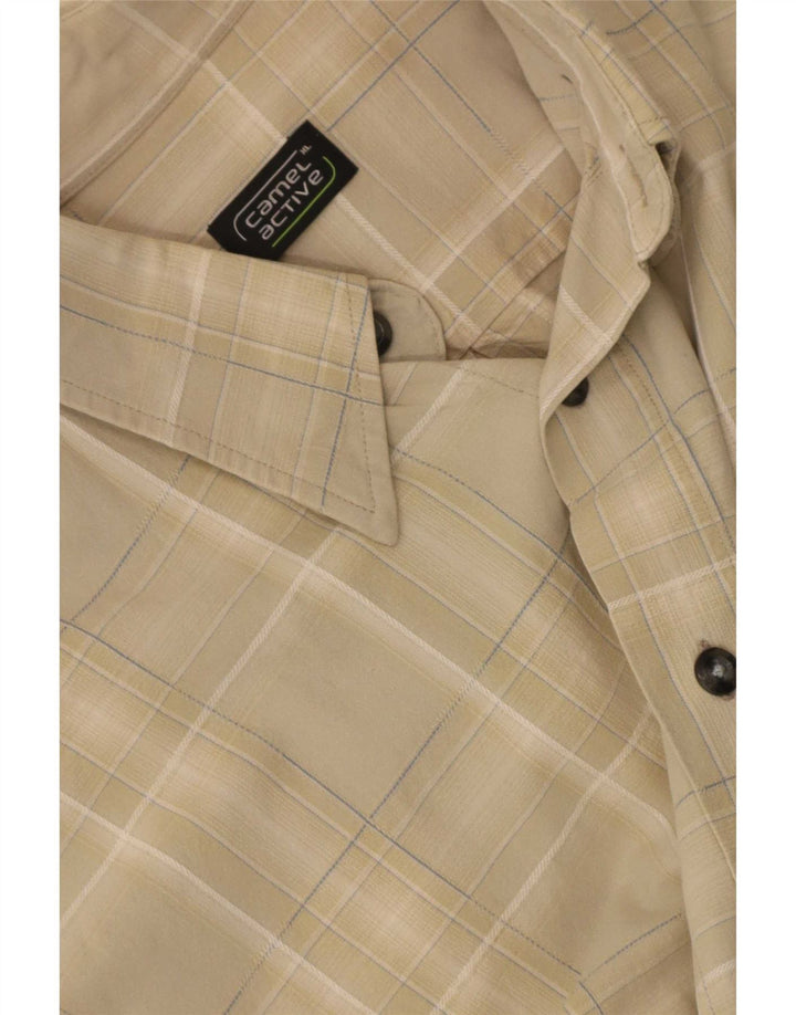 Camisa masculina de manga curta Camel Active XL bege xadrez