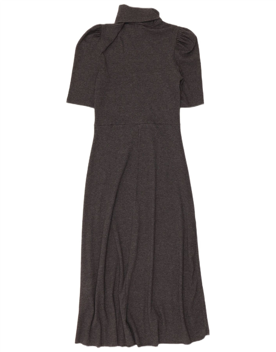 Vestido jumper feminino Zara com gola redonda e mangas curtas Reino Unido 8 pequeno cinza poliéster