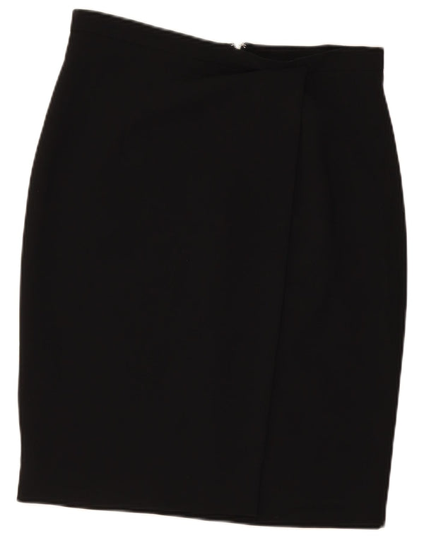 Saia lápis feminina Max Mara Reino Unido 12 médio W31 acetato preto