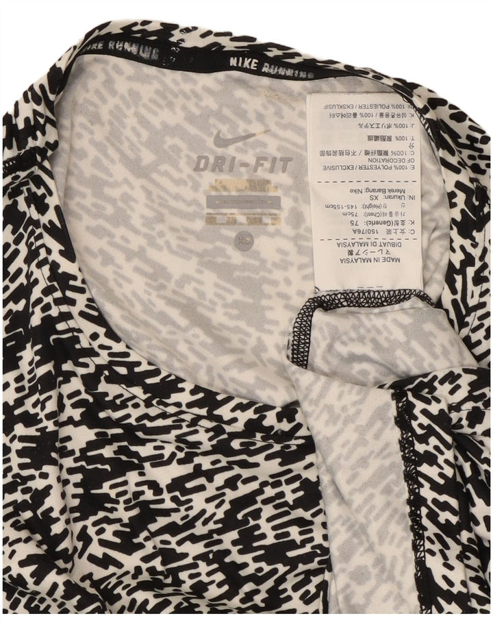 Camiseta feminina Nike Dri Fit UK 6 XS preta manchada de poliéster