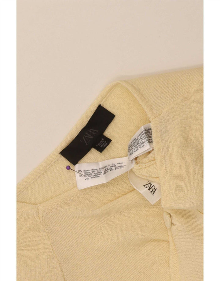 Blusa feminina Zara manga curta Reino Unido 12 viscose amarela média
