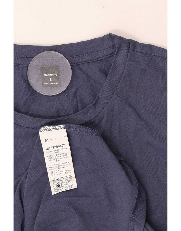 Camiseta masculina gráfica Manfinity grande poliéster azul marinho