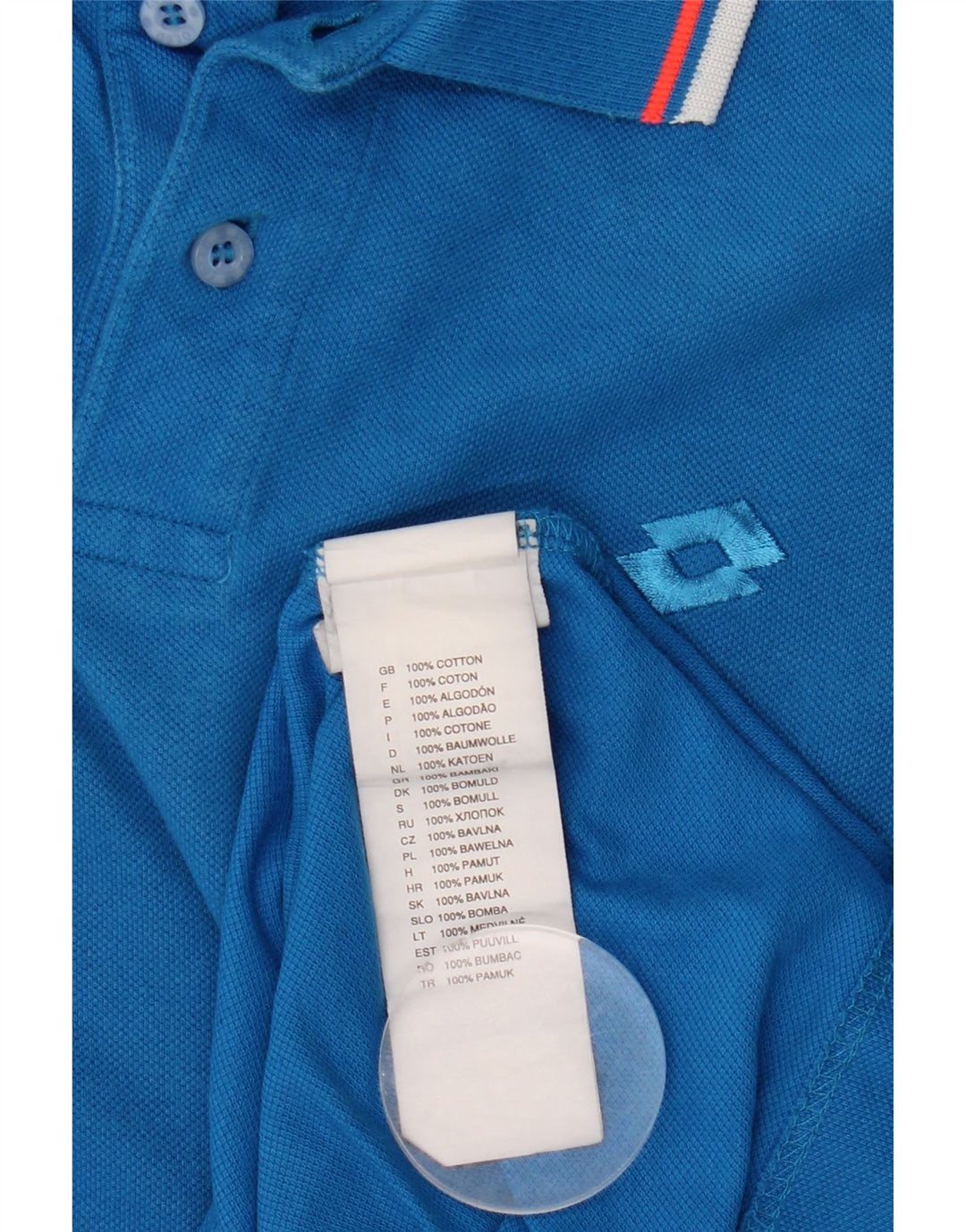 Camisa polo masculina Lotto pequena azul algodão