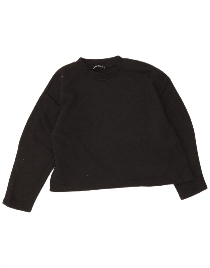 Zara Womens Crop Sweatshirt Jumper Reino Unido 14 Médio Preto