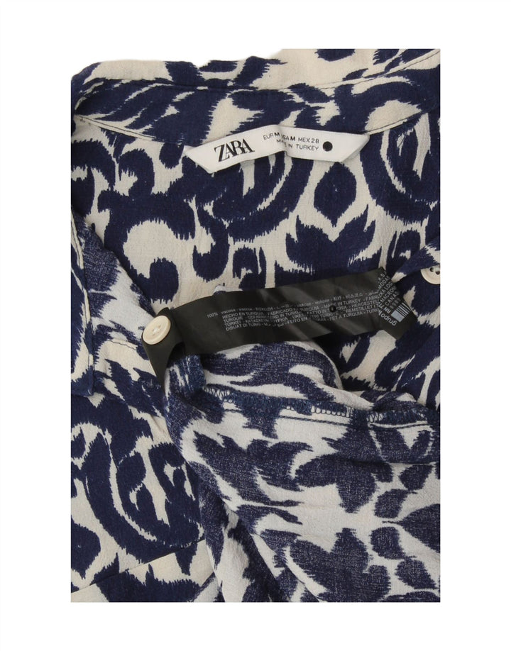 Vestido Maxi Feminino Zara Reino Unido 12 Viscose Ikat Azul Médio