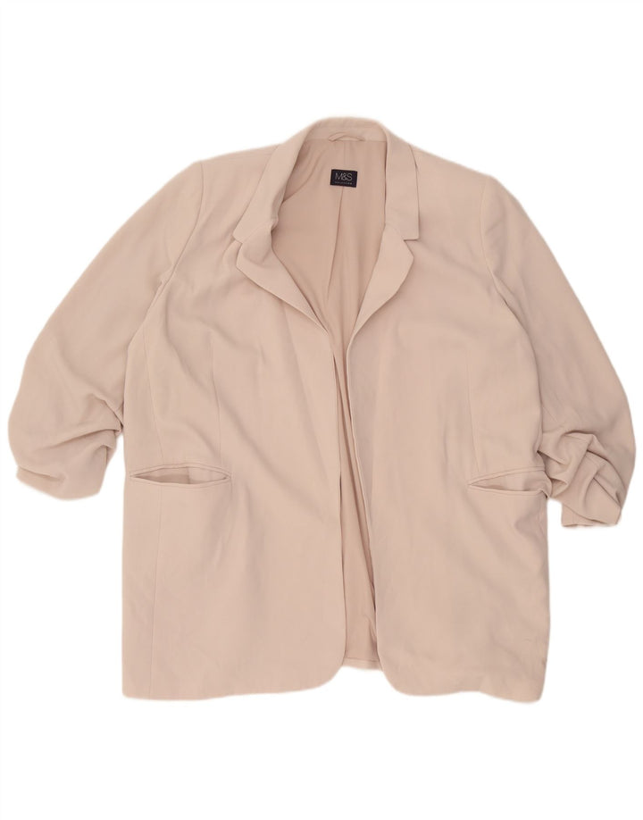 Jaqueta blazer feminina Marks & Spencer manga 3/4 aberta Reino Unido 22 3XL bege