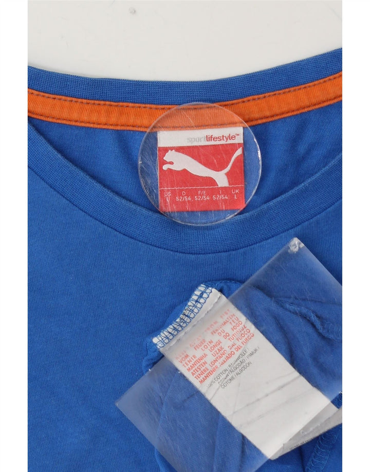 Camiseta masculina gráfica PUMA grande algodão azul