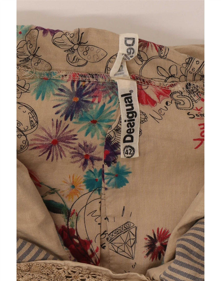 Jaqueta blazer feminina Desigual com zíper completo EU 42 algodão bege grande
