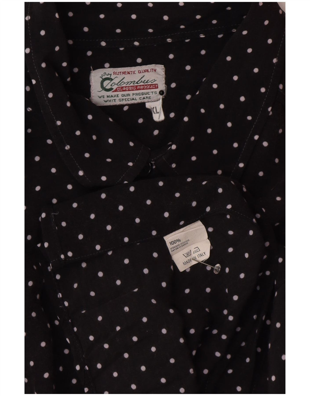 Camisa masculina Colombus XL preta com bolinhas viscose