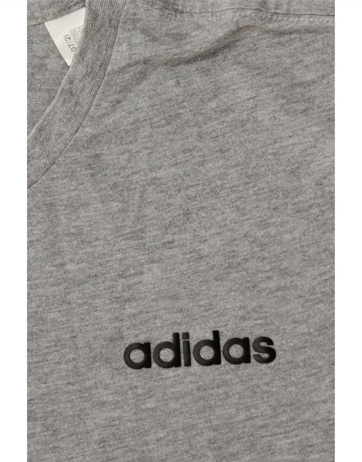 ADIDAS Mens T-Shirt Top Pequeno Algodão Cinza