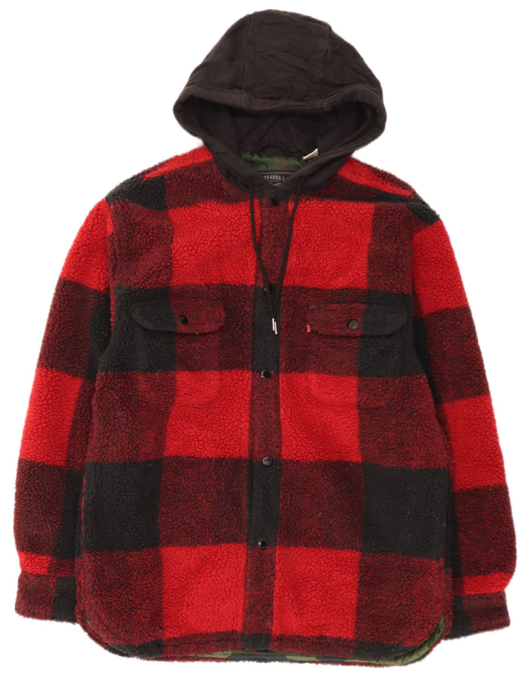 Camisa masculina de flanela com capuz e flanela Levi's pequena xadrez vermelha