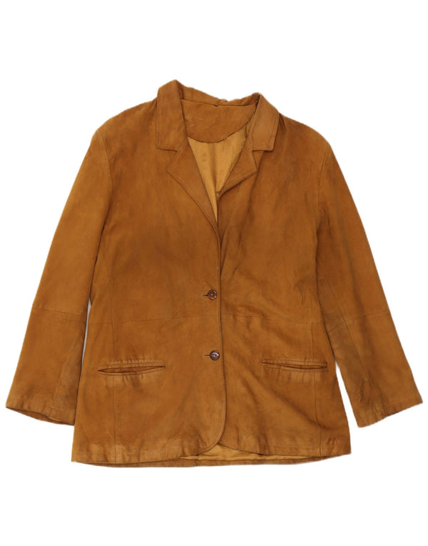Jaqueta blazer feminina vintage de camurça com 2 botões IT 50 XL marrom