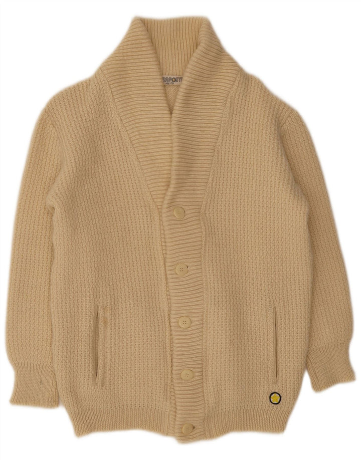 Suéter cardigã masculino vintage IT 50 lã bege médio