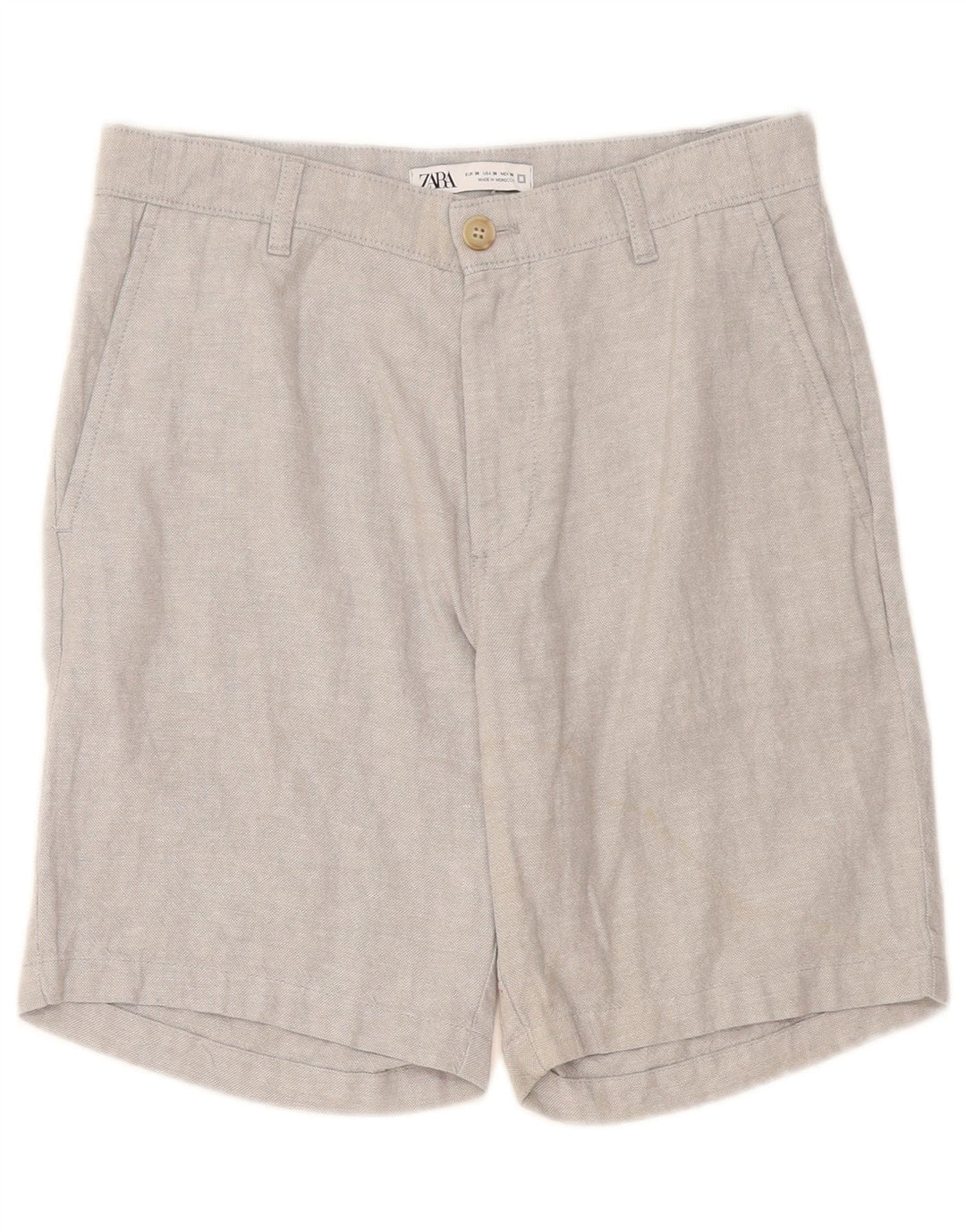 Zara Mens Chino Shorts EU 38 Pequeno W30 Cinza Linho