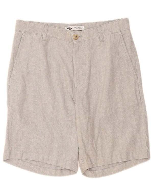 Zara Mens Chino Shorts EU 38 Pequeno W30 Cinza Linho