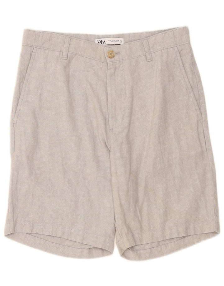 Zara Mens Chino Shorts EU 38 Pequeno W30 Cinza Linho