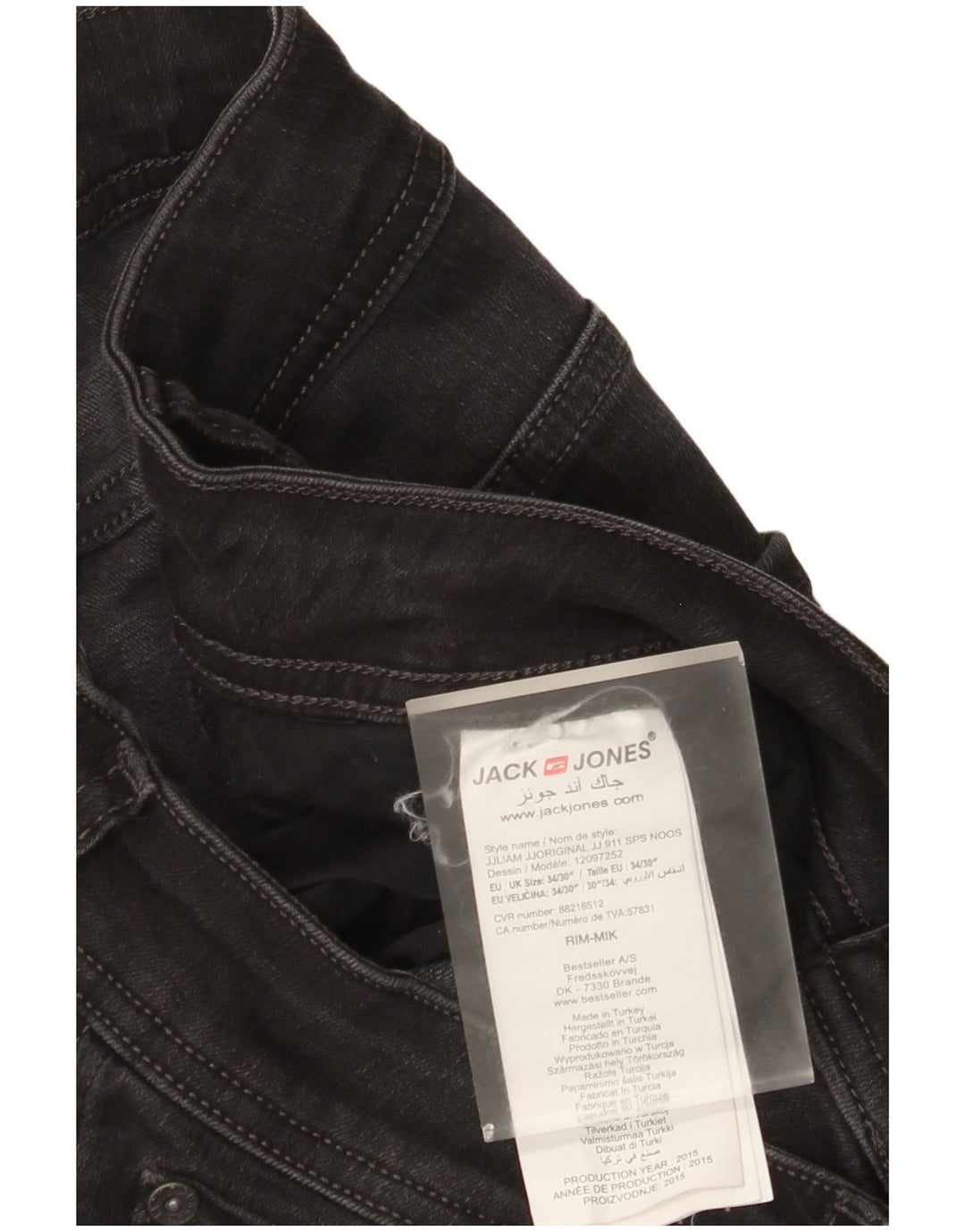 Jeans masculinos Jack & Jones Slim W34 L30 algodão preto