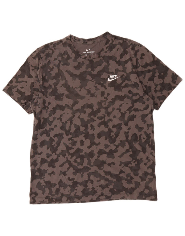 Camiseta masculina Nike Top cinza médio camuflado algodão