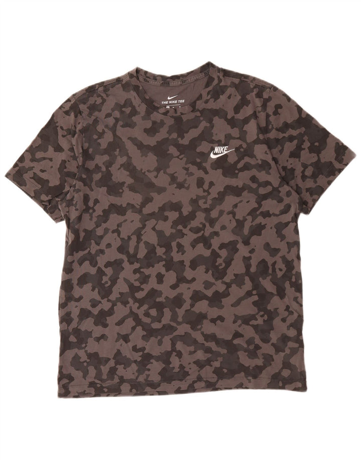 Camiseta masculina Nike Top cinza médio camuflado algodão