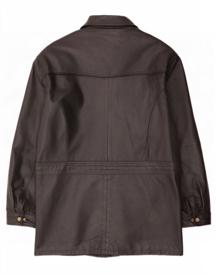 Casaco de couro Sherpa masculino vintage UK 44 2XL preto