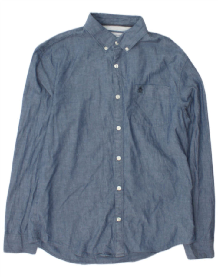 Camisa masculina Penguin algodão azul médio