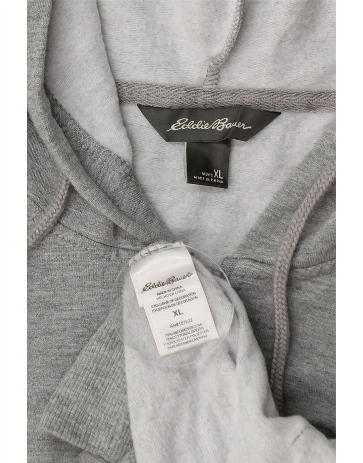 EDDIE BAUER Suéter masculino com capuz e zíper XL Viscose cinza