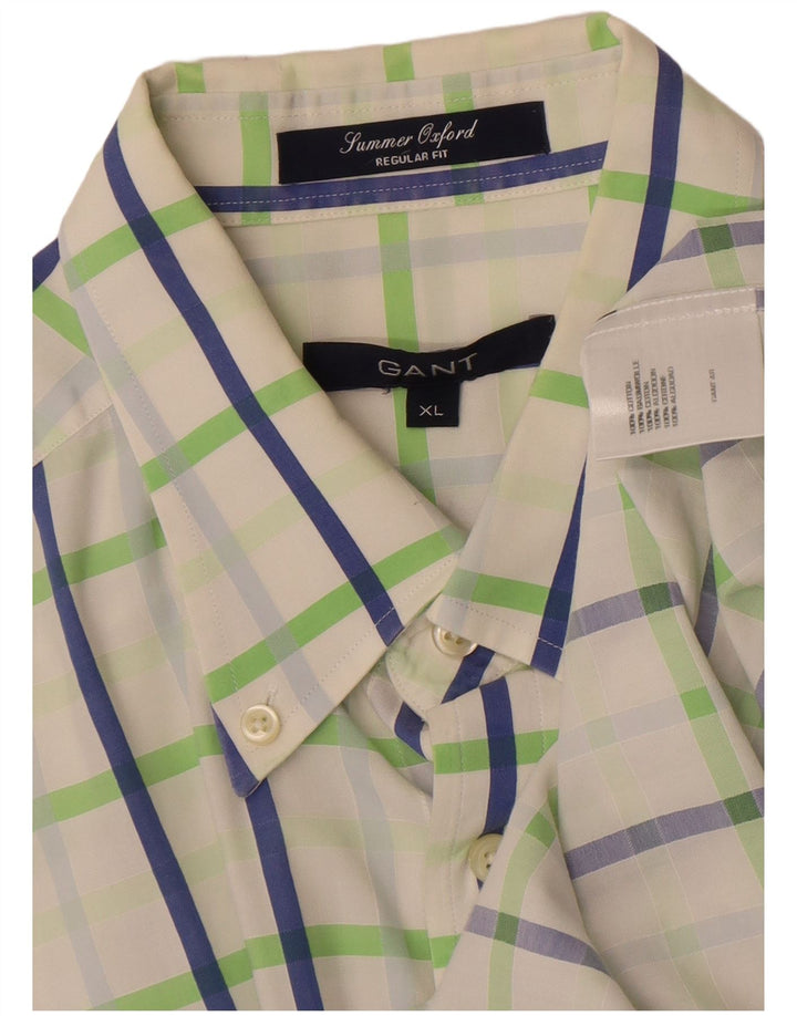 Camisa masculina GANT Regular Fit XL algodão xadrez branco