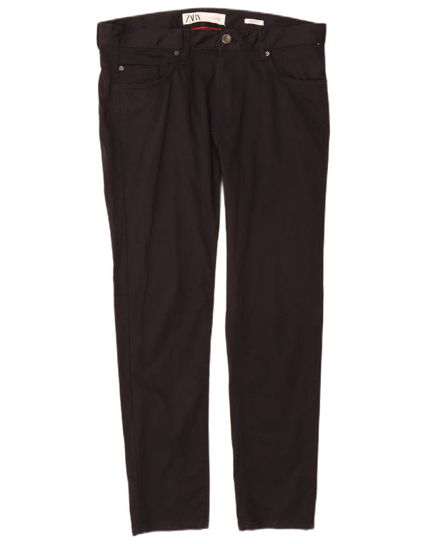 Zara Calça masculina skinny casual UE 42 grande W32 L29 algodão azul marinho