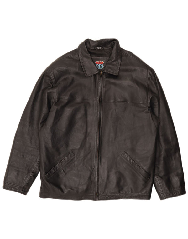 Jaqueta de couro masculina Route 66 UK 42 XL couro preto