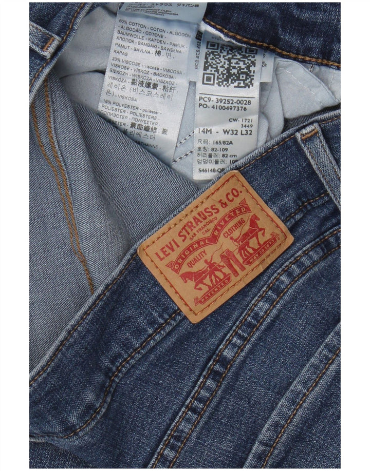 Jeans feminino clássico bootcut Levi's US 14 XL W32 L32 azul algodão