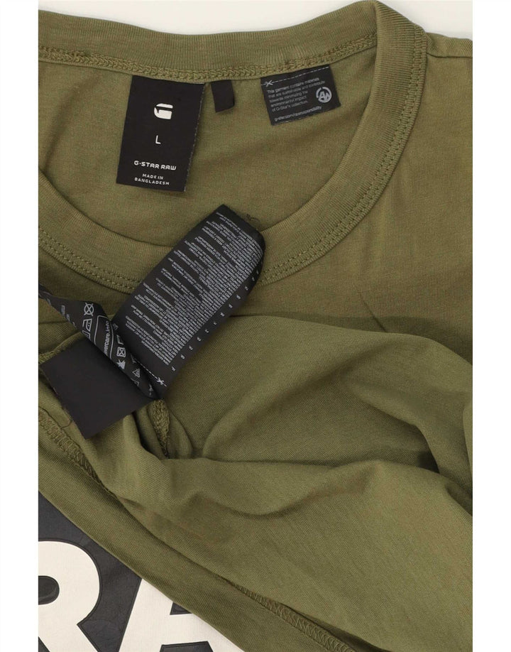 Camiseta gráfica masculina G-Star Top grande de algodão cáqui