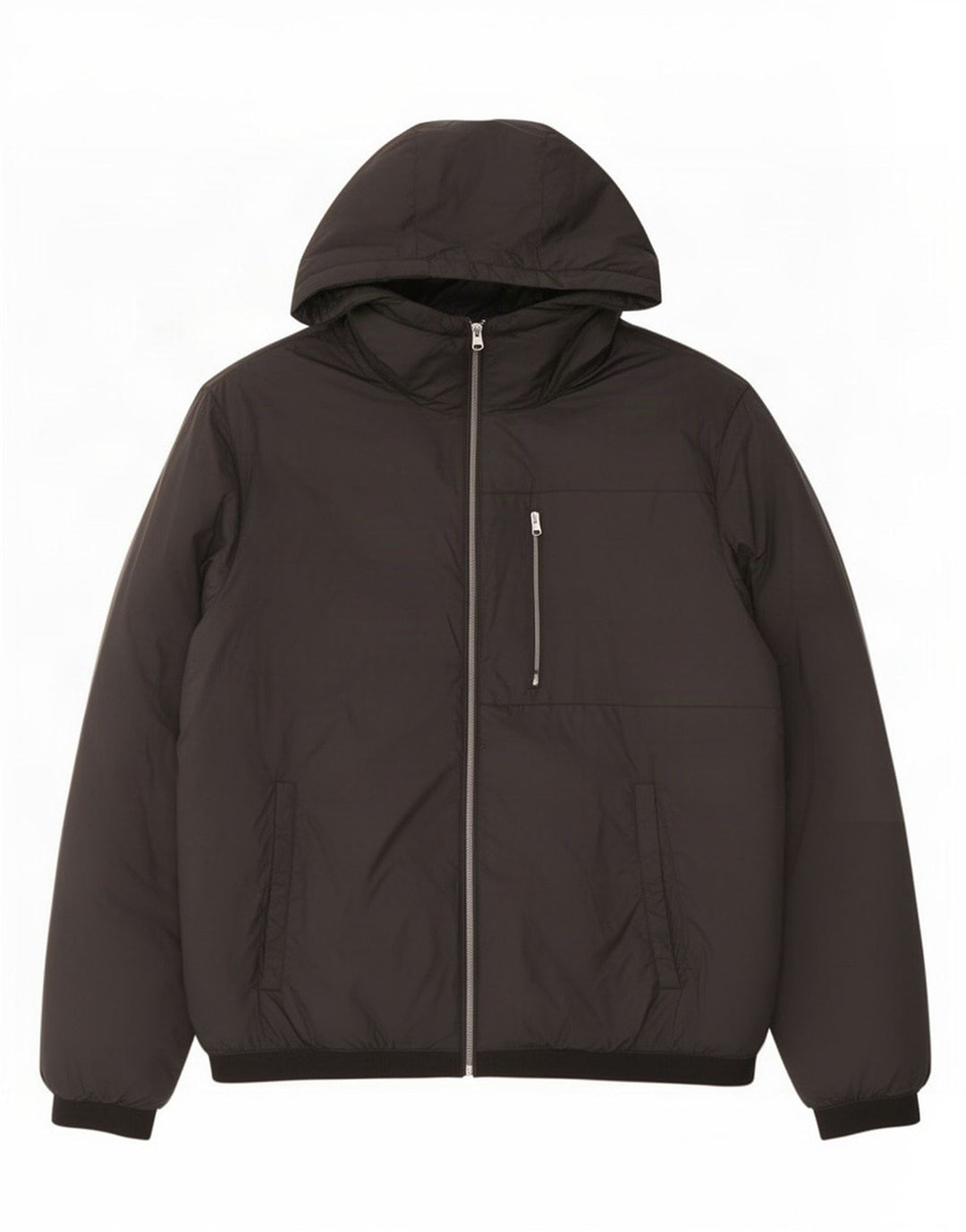 Zara Jaqueta masculina acolchoada com capuz UK 38 Médio Preto