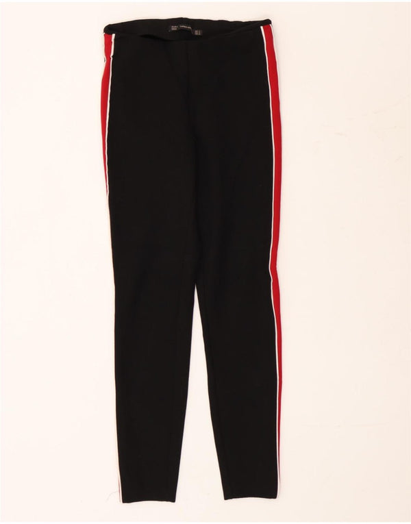 Zara Womens Trafaluc Leggings UK 8 Pequeno Listrado Preto