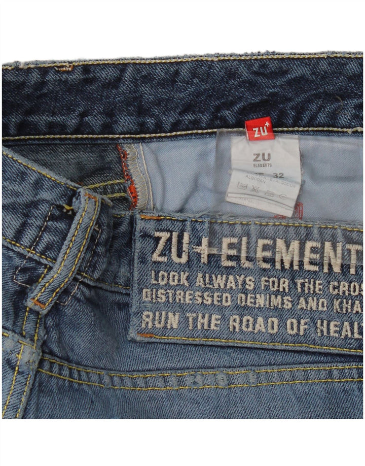 Zu Elements Jeans retos femininos desgastados W32 L35 algodão azul