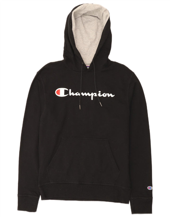 Jumper com capuz gráfico masculino Champion pequeno preto