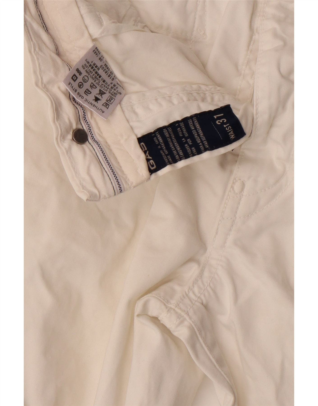Calça casual slim masculina GAS W31 L28 algodão branco