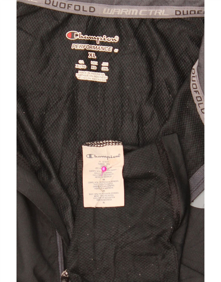 CHAMPION Masculino pulôver com zíper e gola alta XL preto colorblock