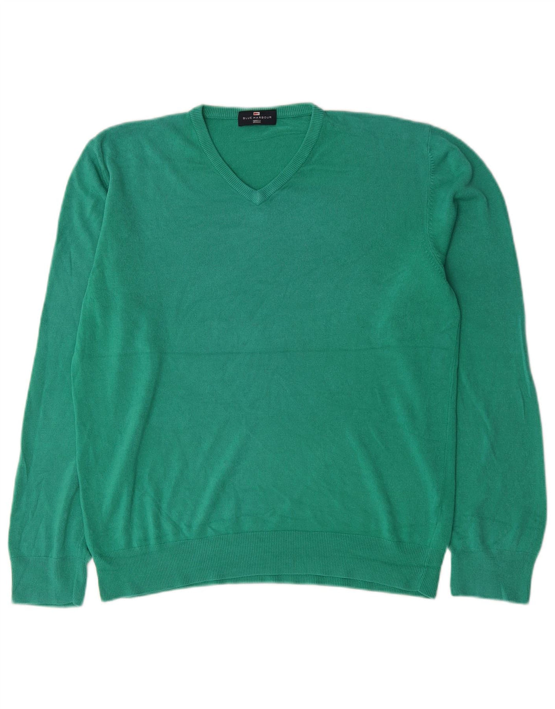 Suéter masculino Marks & Spencer Blue Harbor com decote em V grande verde