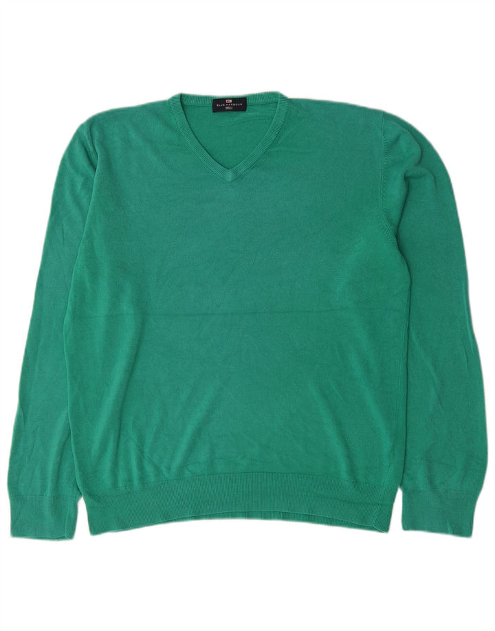 Suéter masculino Marks & Spencer Blue Harbor com decote em V grande verde